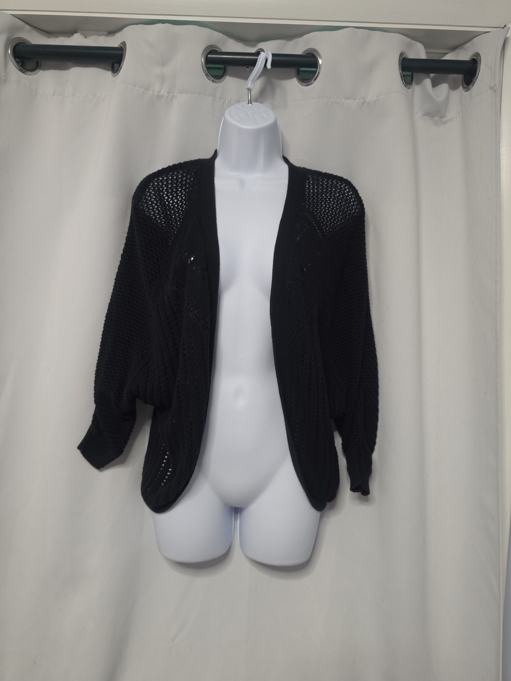 Maurices Black Open-Knit Draped Cardigan